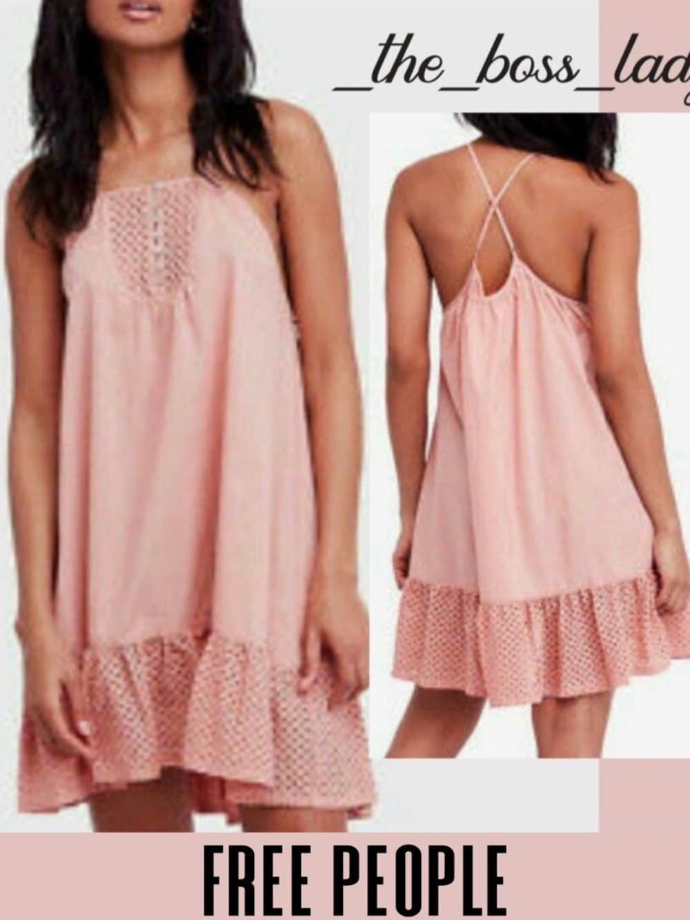 Free People mini dress ruffled floral lace trapeze cotton